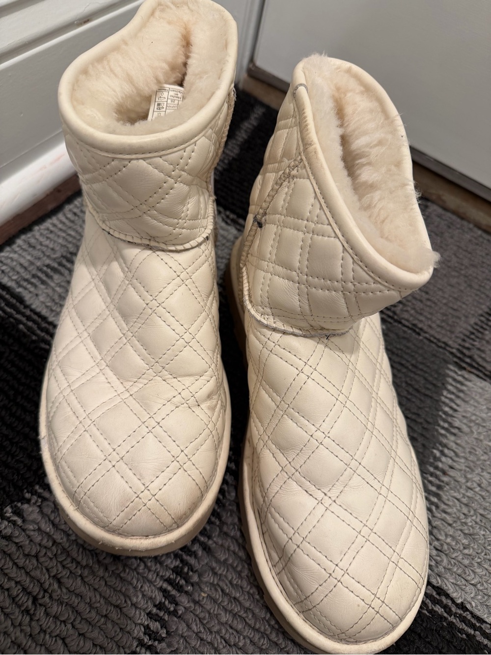 UGG Quilted Faux-Sherpa Ankle Boots - Cream